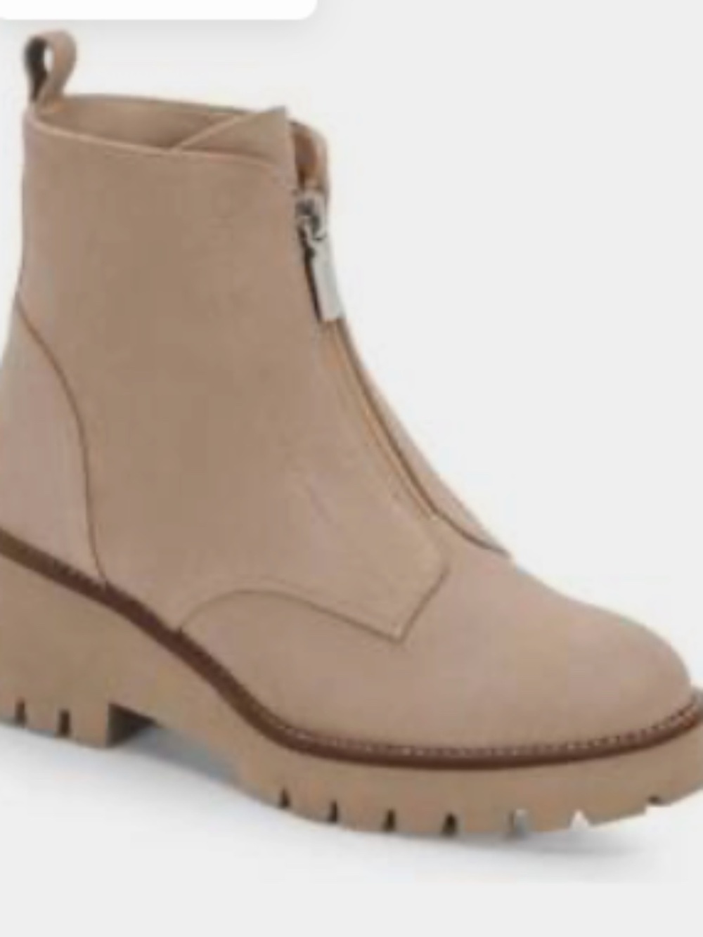 Blondo Drew Sand Tan Suede Lug Sole Waterproof zipper Ankle Boot. Size 8.5